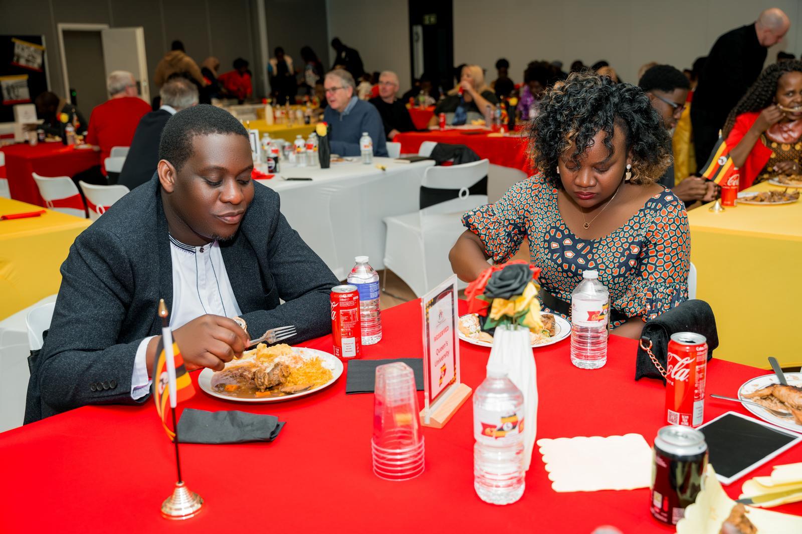 Guests sharing a meal at a community event